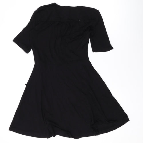 ASOS Womens Black Viscose A-Line Size 10 V-Neck Pullover