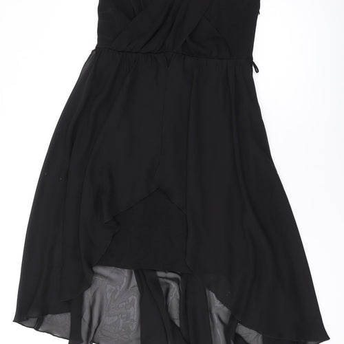 Red Herring Womens Black Polyester A-Line Size 12 Off the Shoulder Zip