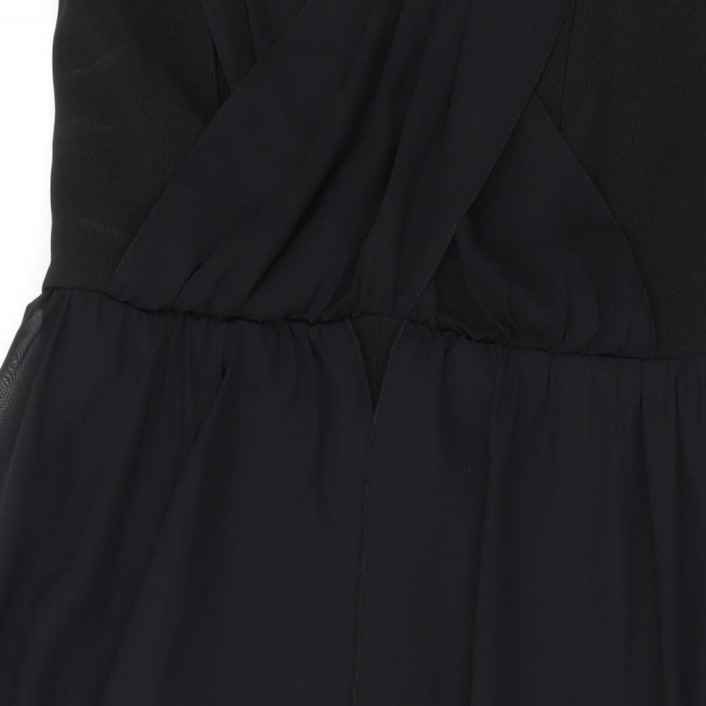 Red Herring Womens Black Polyester A-Line Size 12 Off the Shoulder Zip
