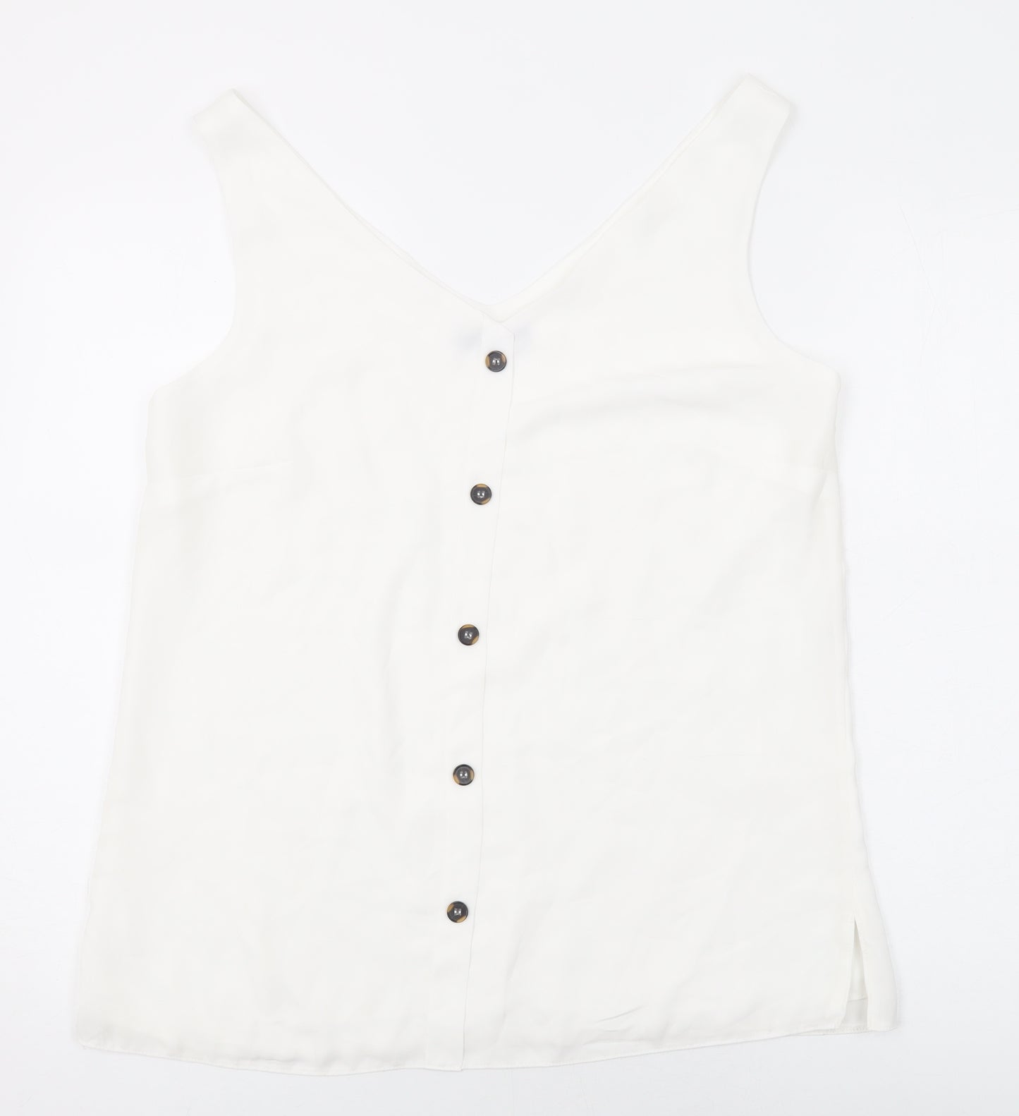 Roman Womens White Polyester Basic Tank Size 14 V-Neck