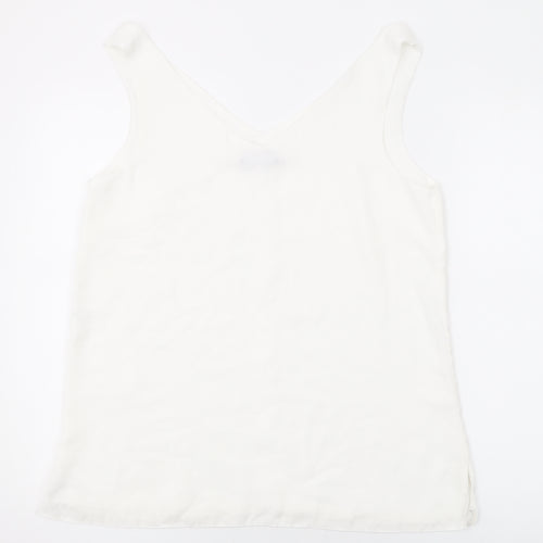 Roman Womens White Polyester Basic Tank Size 14 V-Neck