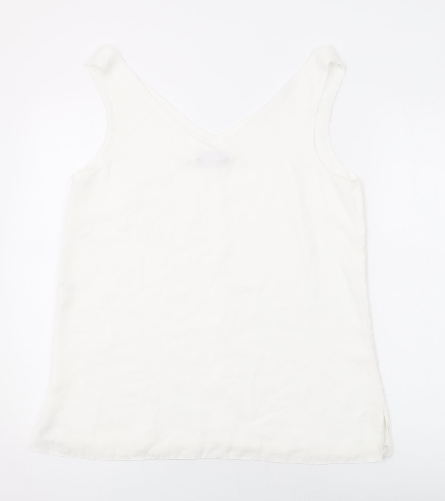 Roman Womens White Polyester Basic Tank Size 14 V-Neck
