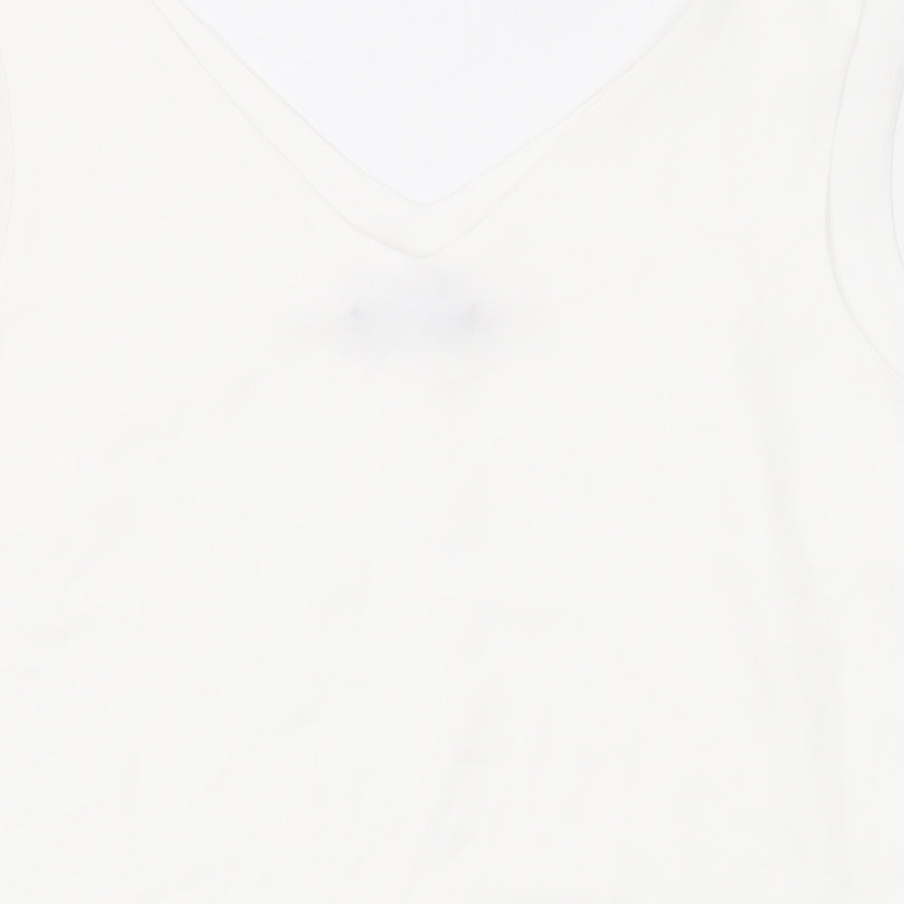 Roman Womens White Polyester Basic Tank Size 14 V-Neck