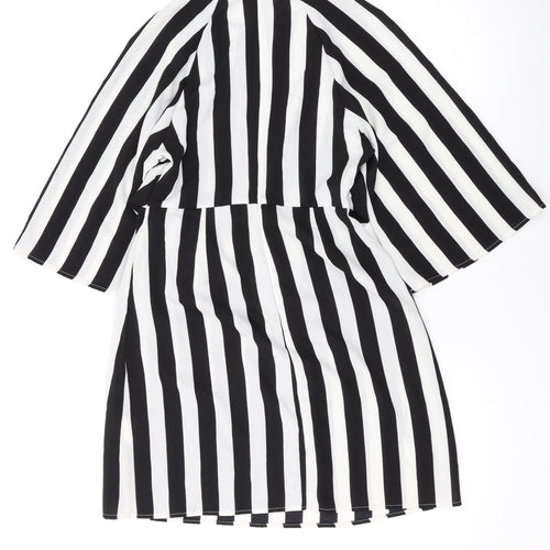 AX Paris Womens Black Striped Polyester A-Line Size 8 Scoop Neck Buckle