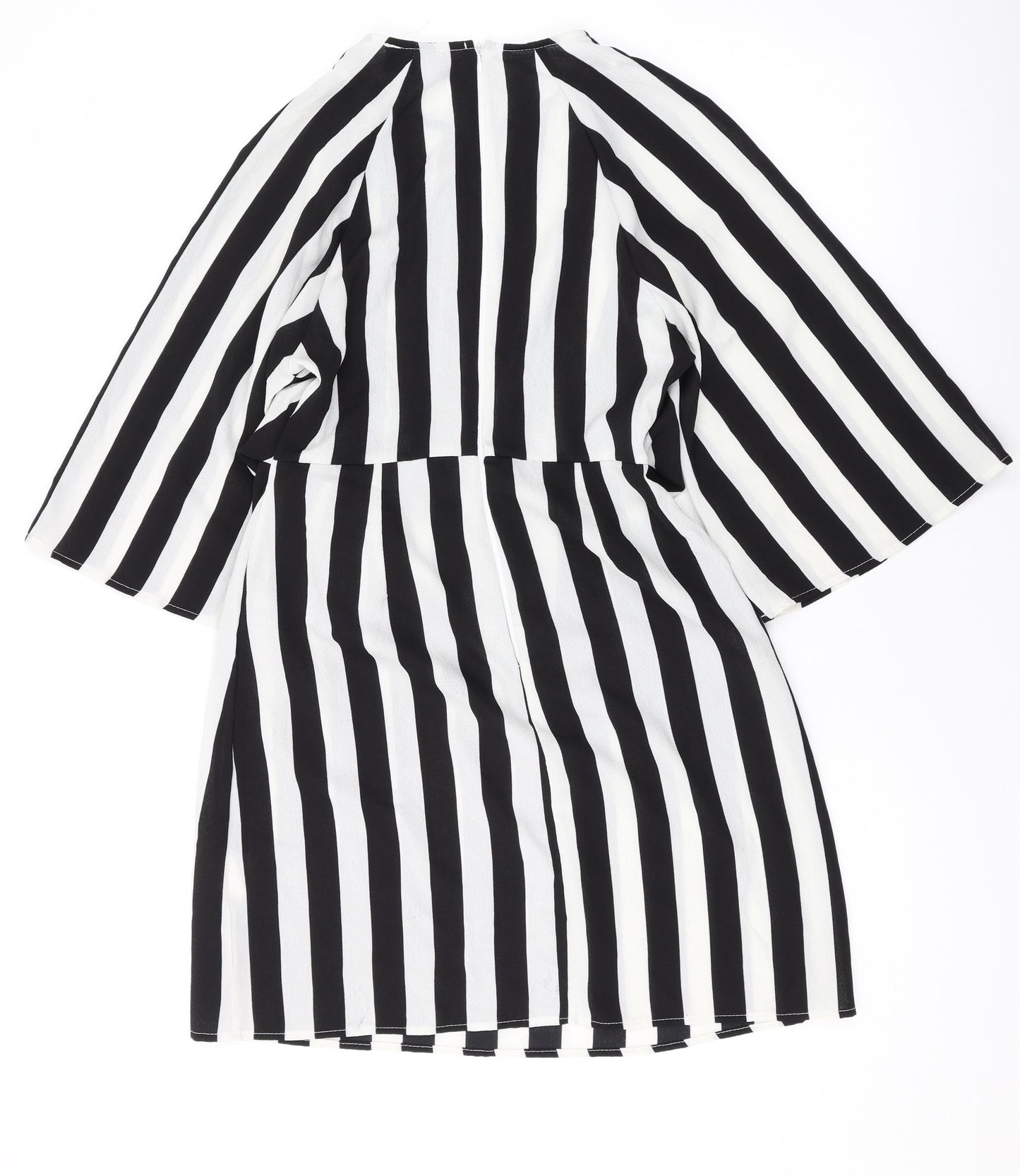 AX Paris Womens Black Striped Polyester A-Line Size 8 Scoop Neck Buckle