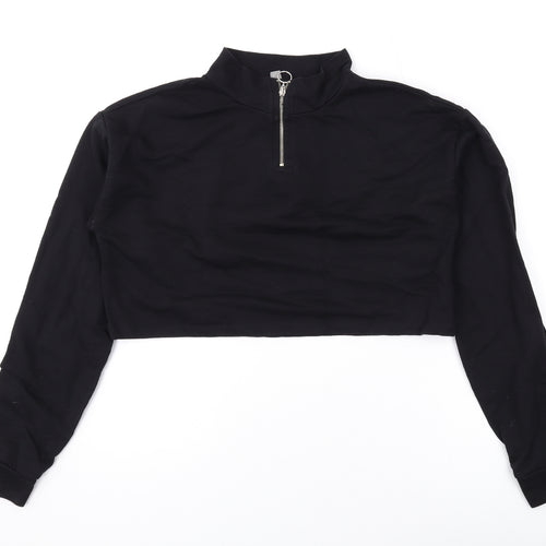 ASOS Womens Black Cotton Pullover Sweatshirt Size 6 Zip