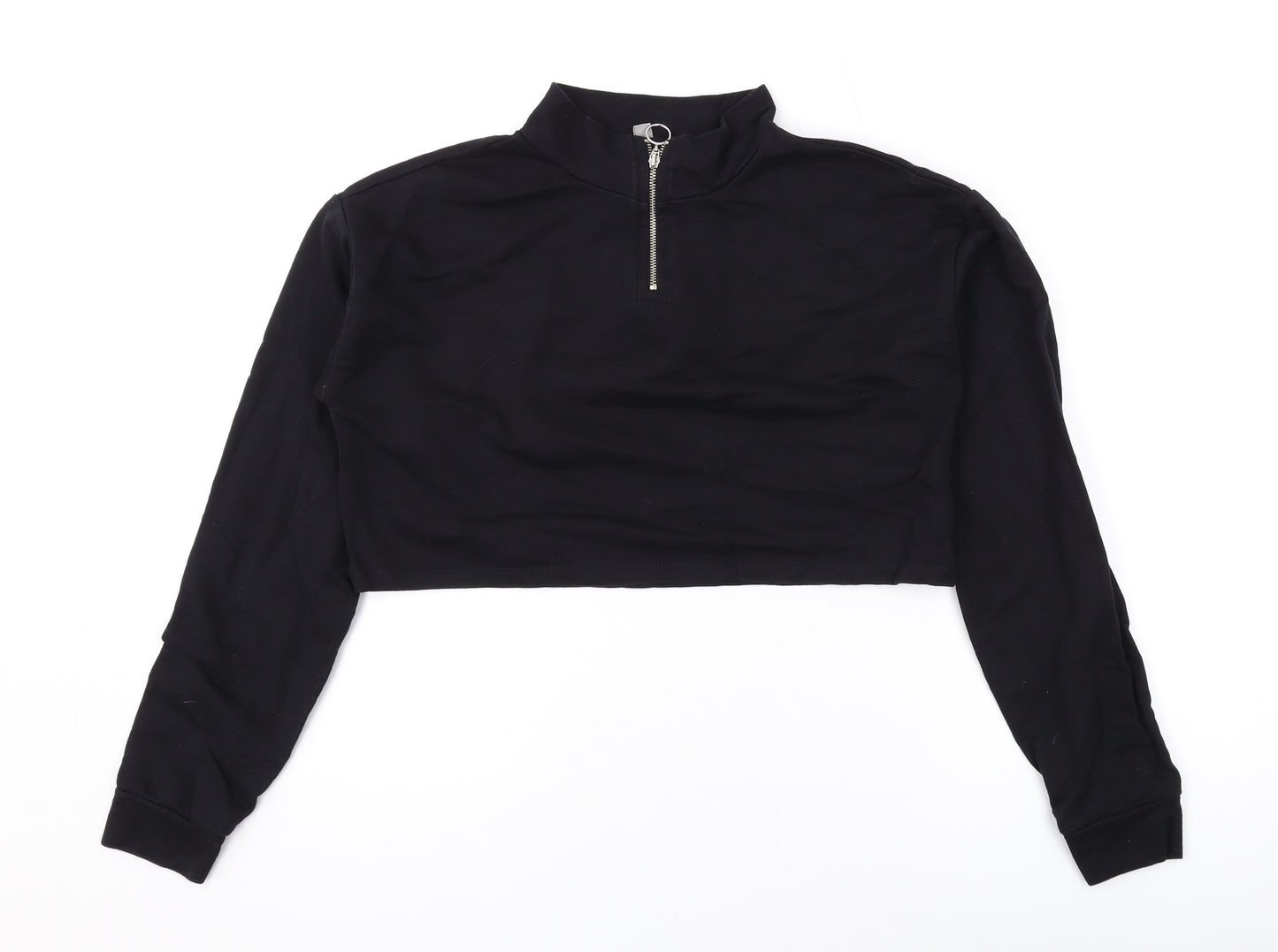 ASOS Womens Black Cotton Pullover Sweatshirt Size 6 Zip