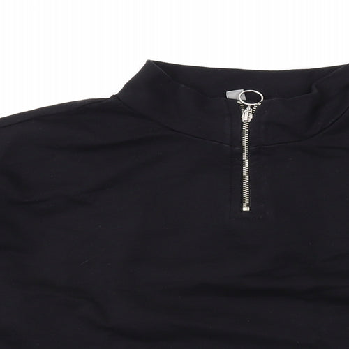 ASOS Womens Black Cotton Pullover Sweatshirt Size 6 Zip