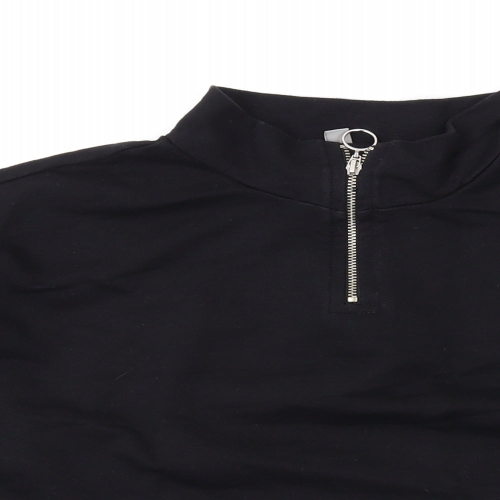ASOS Womens Black Cotton Pullover Sweatshirt Size 6 Zip