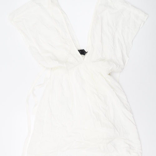 ASOS Womens White Viscose Mini Size 6 V-Neck Pullover