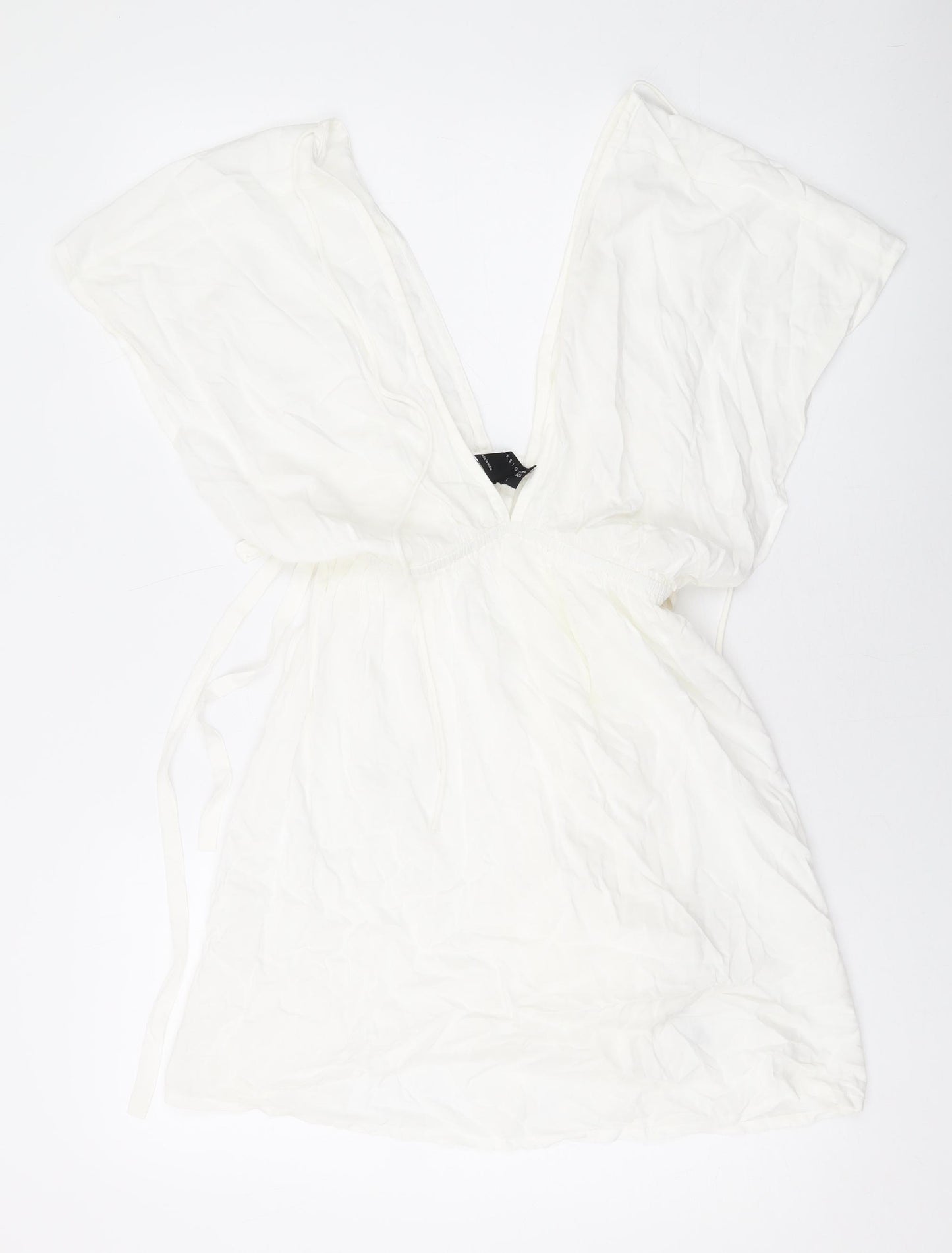 ASOS Womens White Viscose Mini Size 6 V-Neck Pullover