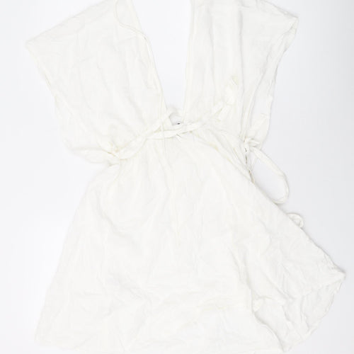 ASOS Womens White Viscose Mini Size 6 V-Neck Pullover