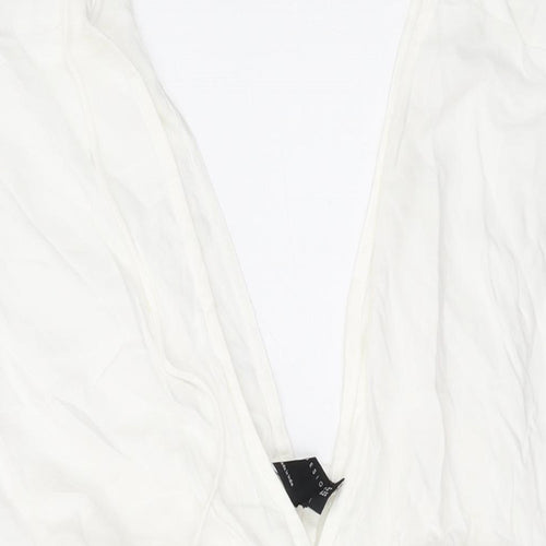 ASOS Womens White Viscose Mini Size 6 V-Neck Pullover