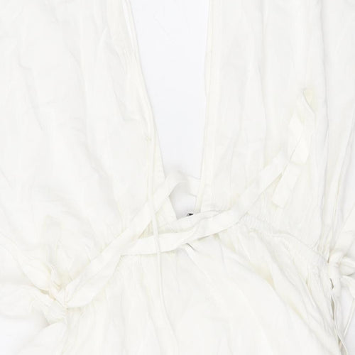 ASOS Womens White Viscose Mini Size 6 V-Neck Pullover