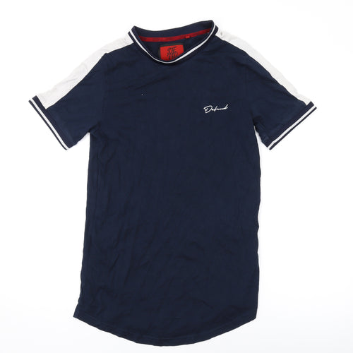 DFND Mens Blue Cotton T-Shirt Size L Round Neck