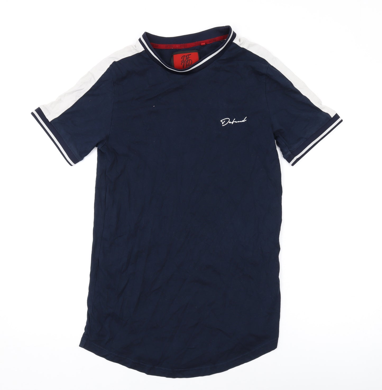 DFND Mens Blue Cotton T-Shirt Size L Round Neck