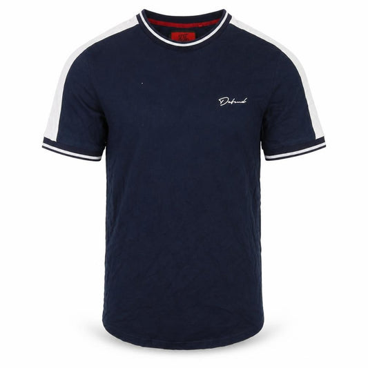 Front view of DFND men’s blue cotton t-shirt, size L, round neck