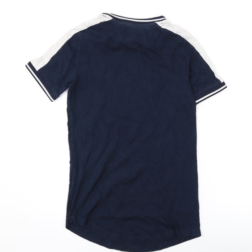 DFND Mens Blue Cotton T-Shirt Size L Round Neck