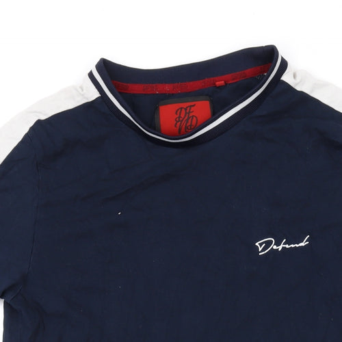 DFND Mens Blue Cotton T-Shirt Size L Round Neck