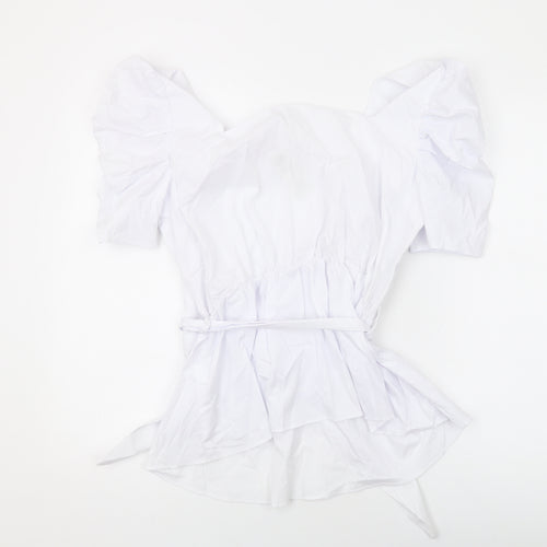 River Island Womens White Cotton Basic Blouse Size 16 Square Neck