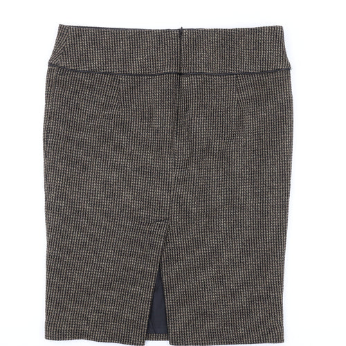 Zara Womens Brown Polyester Straight & Pencil Skirt Size XL Zip