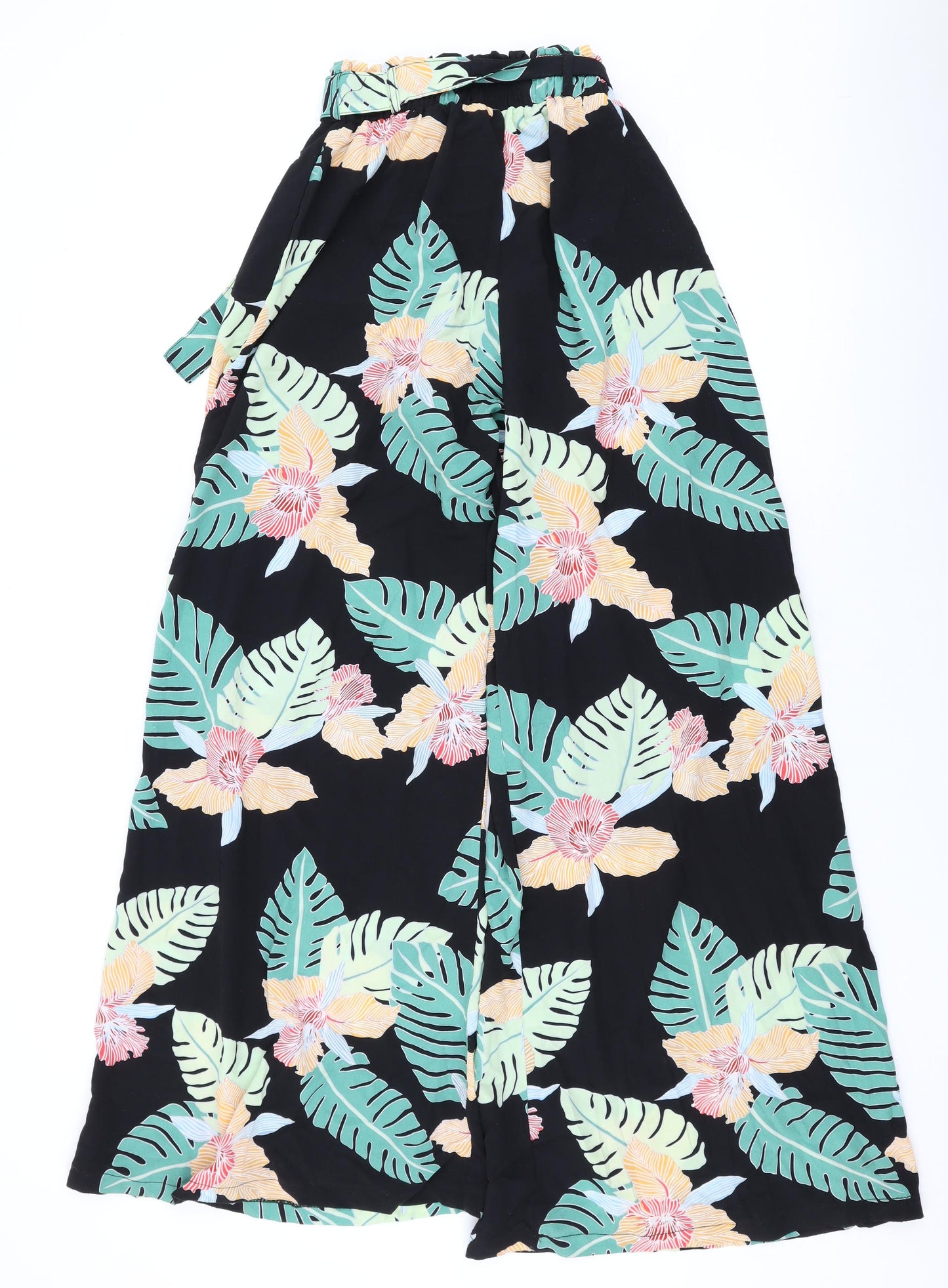 Voyelles Womens Black Geometric Polyester Trousers Size S L31 in Regular