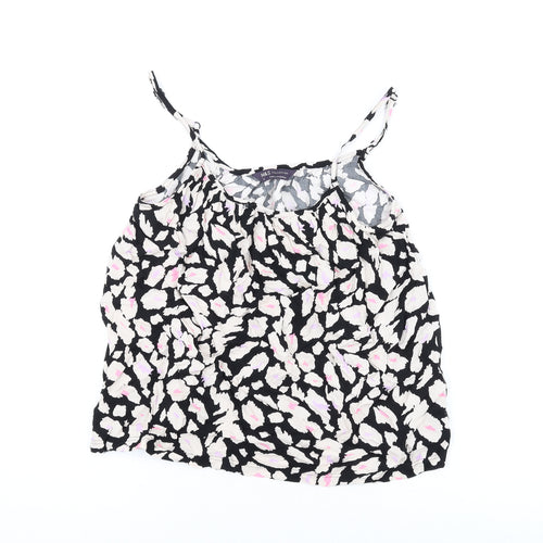 Marks and Spencer Womens Black Geometric Viscose Camisole Tank Size 6 Scoop Neck