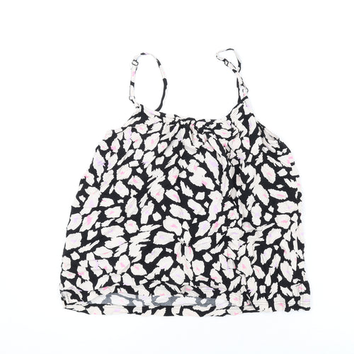 Marks and Spencer Womens Black Geometric Viscose Camisole Tank Size 6 Scoop Neck