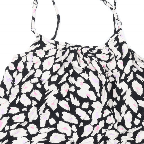 Marks and Spencer Womens Black Geometric Viscose Camisole Tank Size 6 Scoop Neck