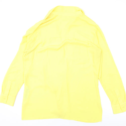Marks and Spencer Womens Yellow Polyester Basic Button-Up Size 12 Collared