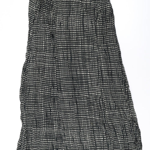Marks and Spencer Womens Black Geometric Polyester Tank Dress Size 2 Round Neck Zip