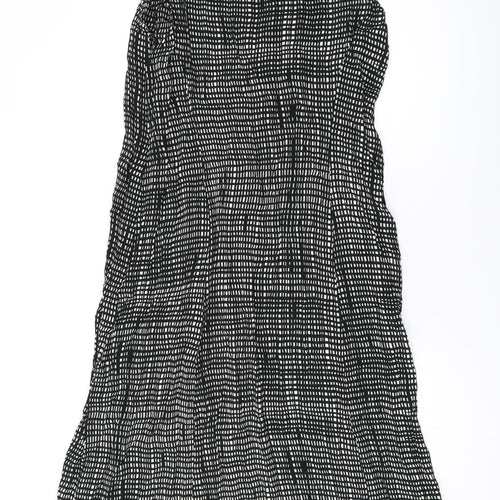 Marks and Spencer Womens Black Geometric Polyester Tank Dress Size 2 Round Neck Zip