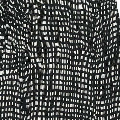 Marks and Spencer Womens Black Geometric Polyester Tank Dress Size 2 Round Neck Zip