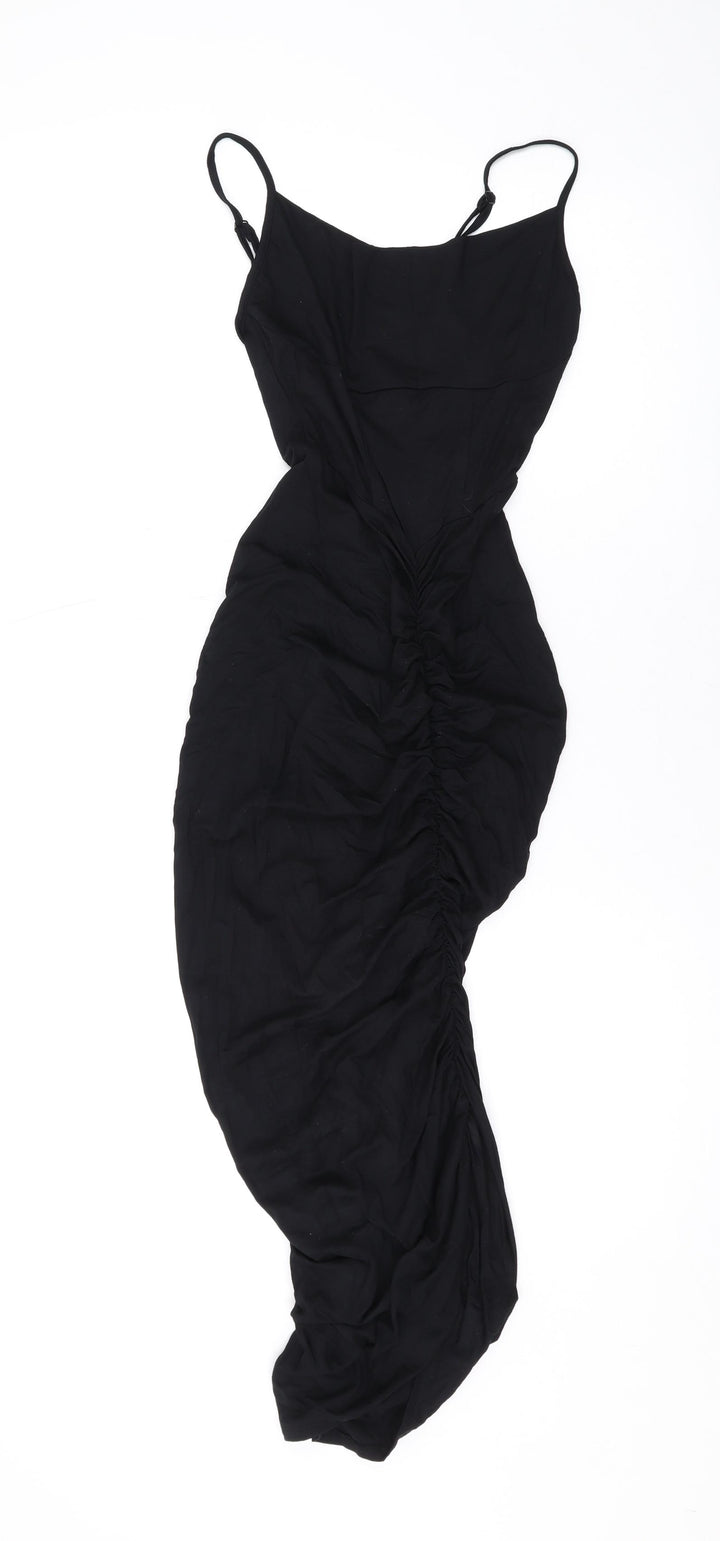 ASOS Womens Black Viscose Bodycon Size 10 Scoop Neck Pullover