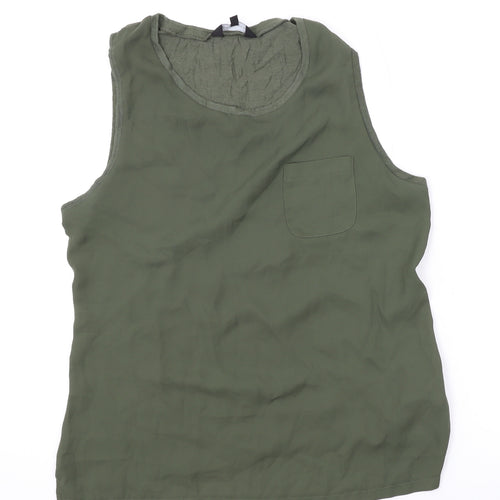 New Look Womens Green Polyester Basic T-Shirt Size 14 Scoop Neck