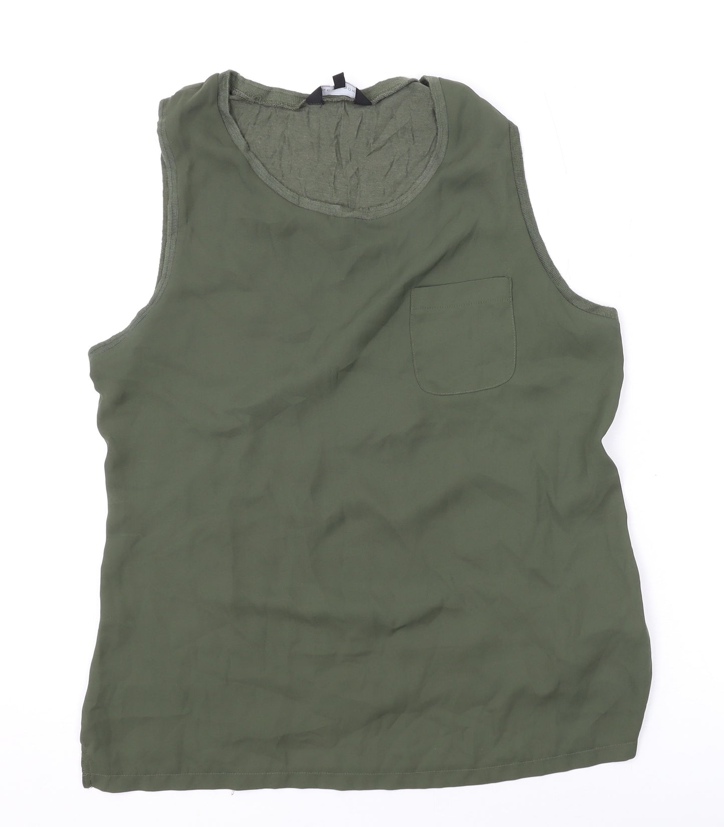 New Look Womens Green Polyester Basic T-Shirt Size 14 Scoop Neck