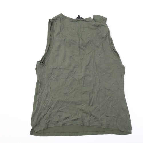 New Look Womens Green Polyester Basic T-Shirt Size 14 Scoop Neck