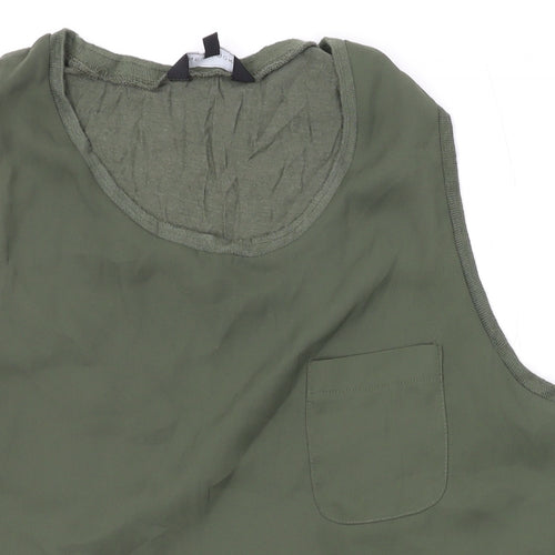 New Look Womens Green Polyester Basic T-Shirt Size 14 Scoop Neck
