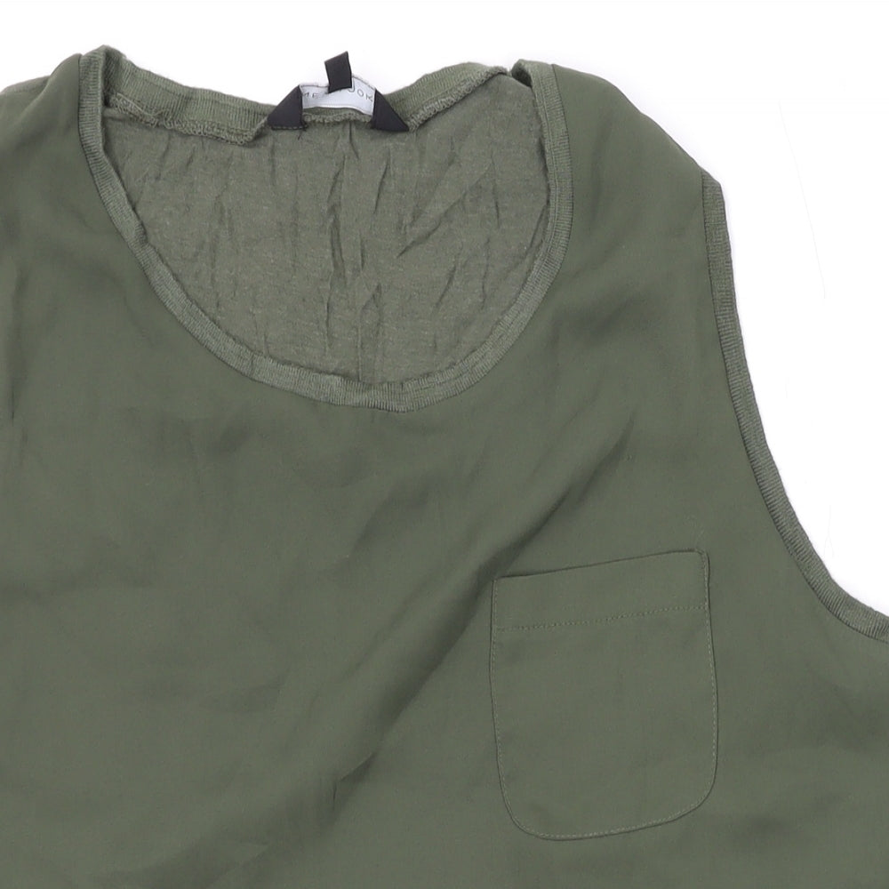 New Look Womens Green Polyester Basic T-Shirt Size 14 Scoop Neck