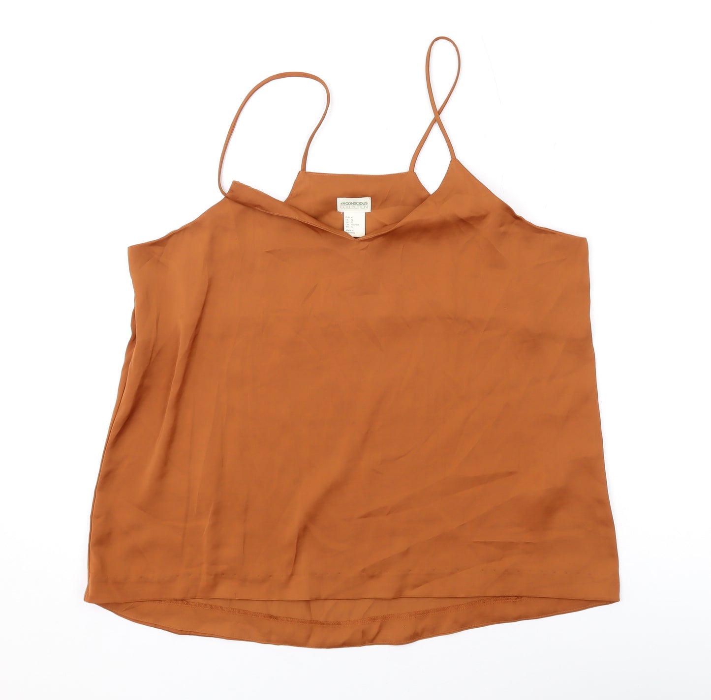 H&M Womens Brown Polyester Camisole Tank Size 14 V-Neck