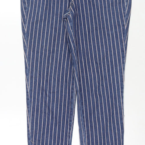 TU Womens Blue Striped Cotton Skinny Jeans Size 8 L28 in Regular Zip
