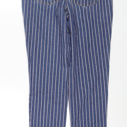 TU Womens Blue Striped Cotton Skinny Jeans Size 8 L28 in Regular Zip