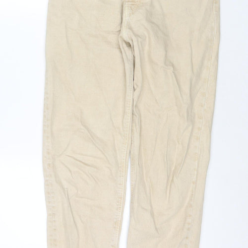 Zara Womens Beige Cotton Straight Jeans Size 8 L28 in Regular Zip