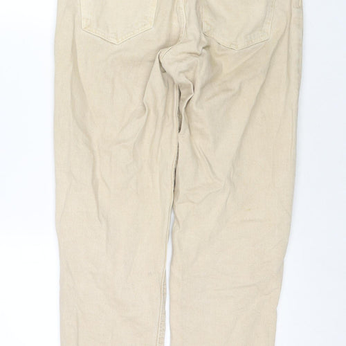 Zara Womens Beige Cotton Straight Jeans Size 8 L28 in Regular Zip