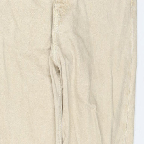 Zara Womens Beige Cotton Straight Jeans Size 8 L28 in Regular Zip