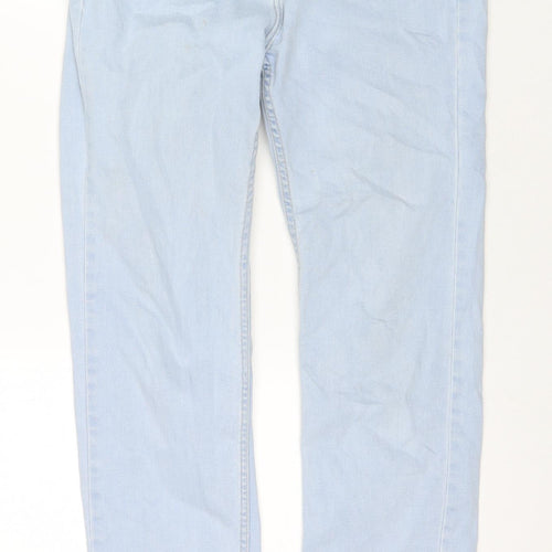marks Womens Blue Cotton Straight Jeans Size 10 L30 in Regular Zip