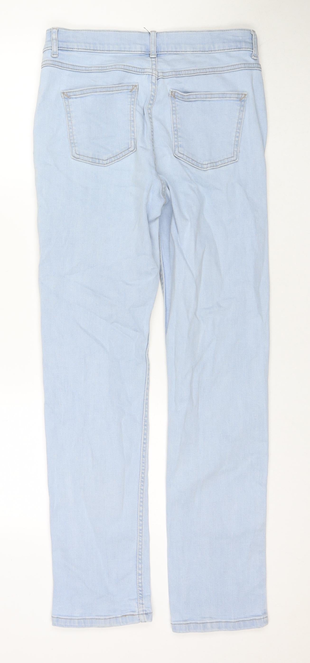marks Womens Blue Cotton Straight Jeans Size 10 L30 in Regular Zip