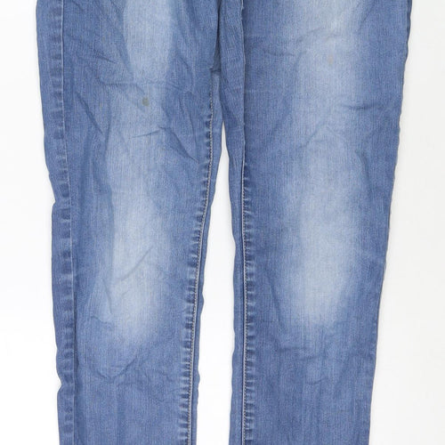 Vessline Womens Blue Cotton Straight Jeans Size M L31 in Regular Zip - Embraided Detail