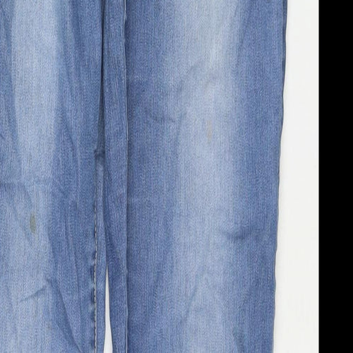 Vessline Womens Blue Cotton Straight Jeans Size M L31 in Regular Zip - Embraided Detail