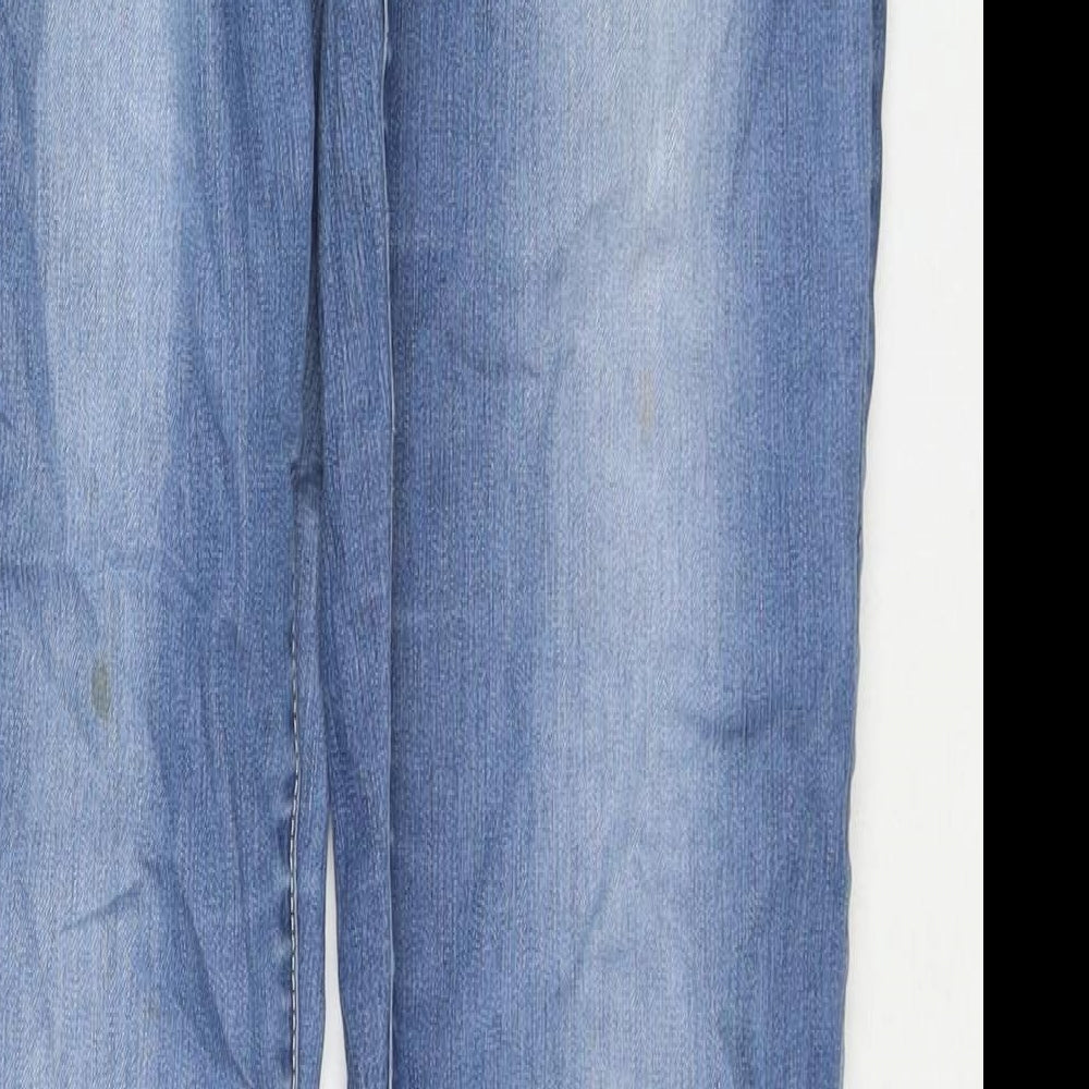 Vessline Womens Blue Cotton Straight Jeans Size M L31 in Regular Zip - Embraided Detail